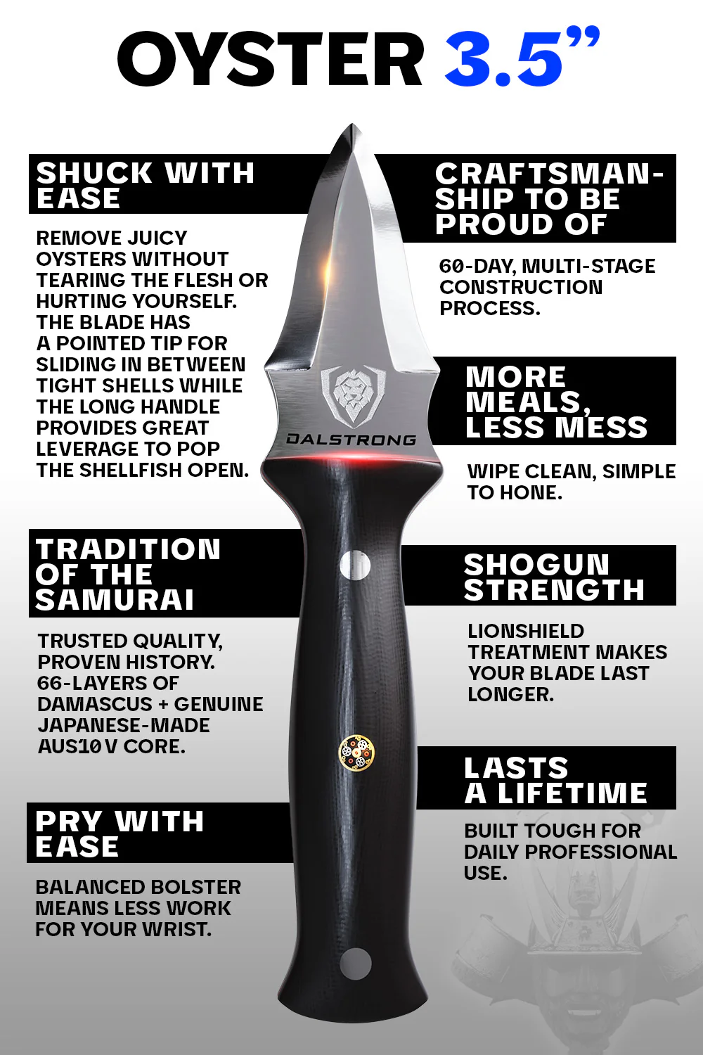 Professional Oyster & Clam Shucking Knife 3.5" | Shogun Series ELITE | Dalstrong © - Image 5