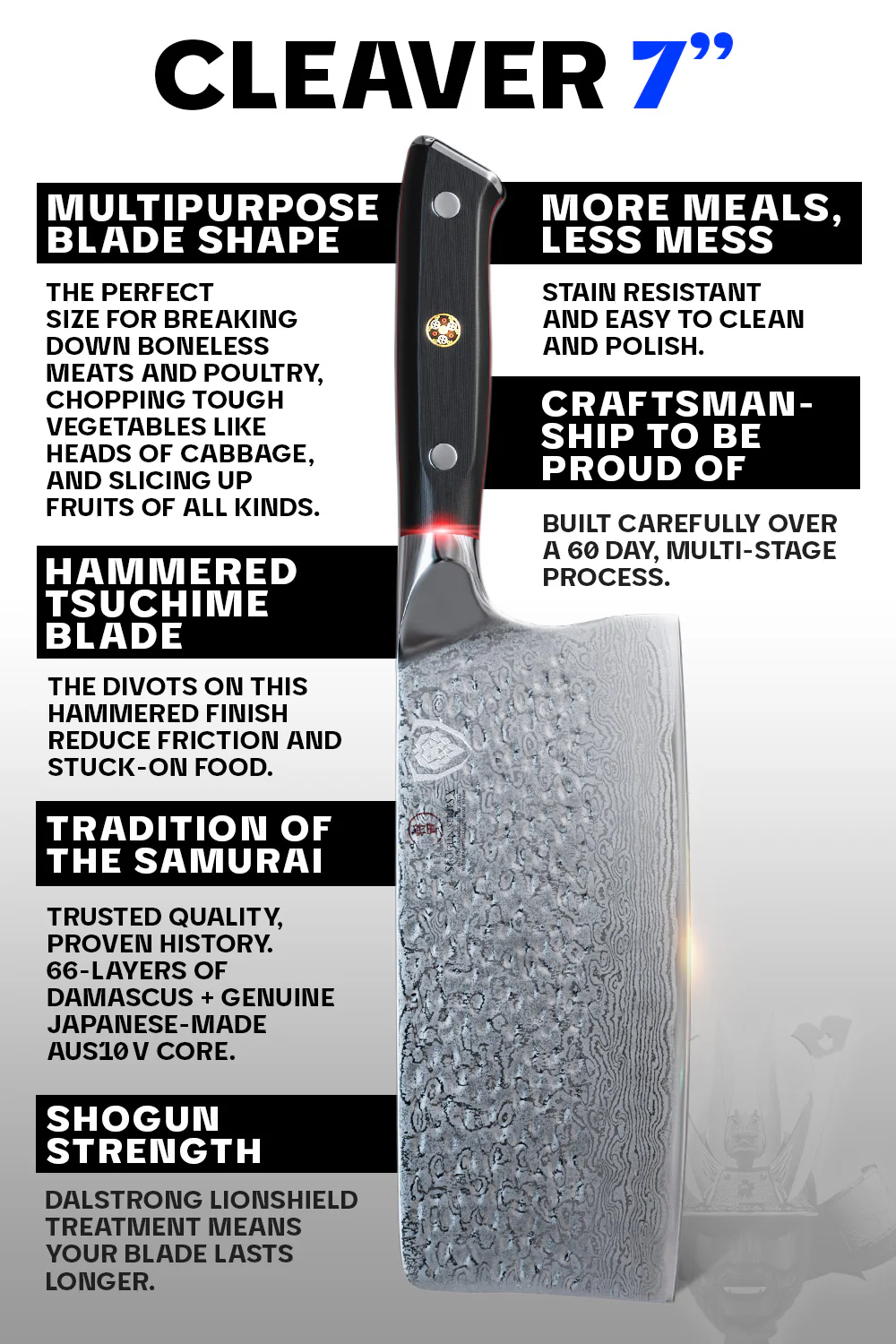 Cleaver Knife 7" | Shogun Series ELITE | Dalstrong © - Image 5