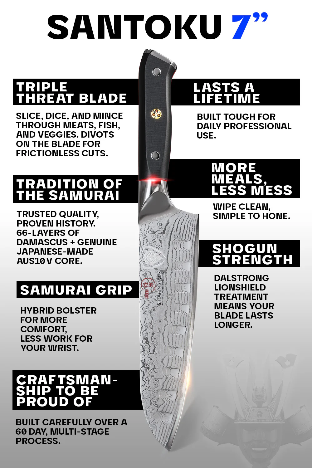 Santoku Knife 7" | Shogun Series ELITE | Dalstrong © - Image 5