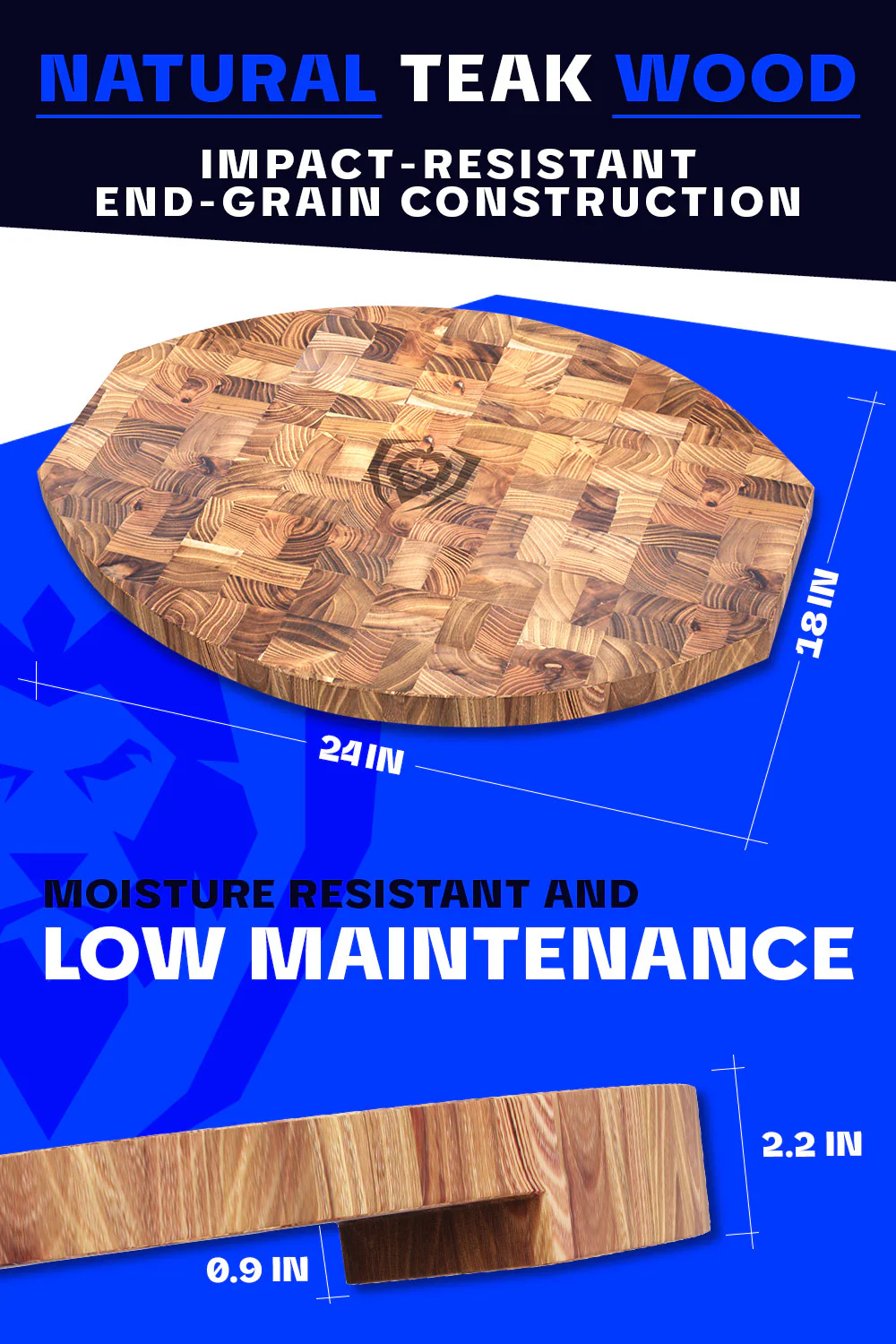 Corner Cutting Board | Natural Teak Wood | Dalstrong © - Image 5