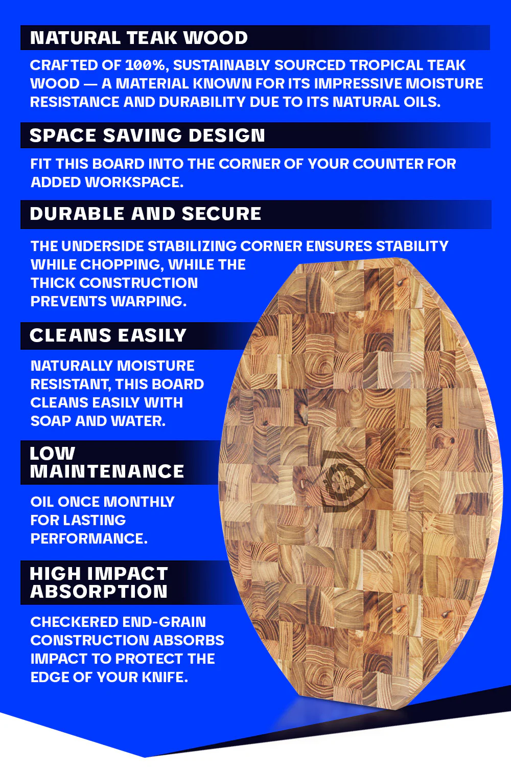 Corner Cutting Board | Natural Teak Wood | Dalstrong © - Image 6