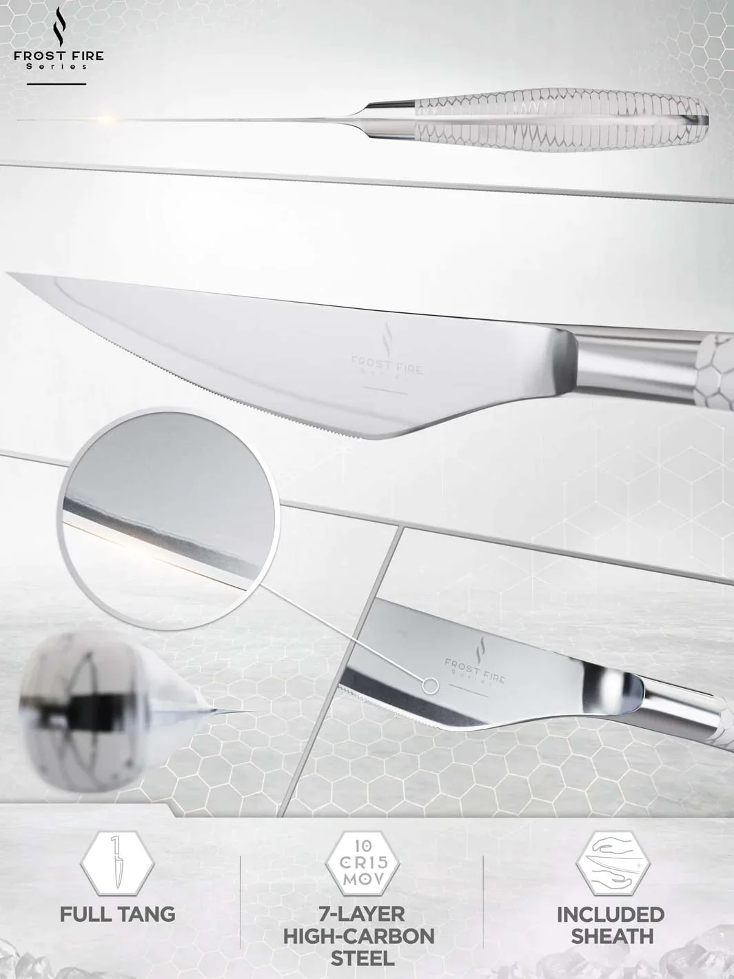 4-Piece Steak Knife Set | Frost Fire Series | NSF Certified | Dalstrong © - Image 4