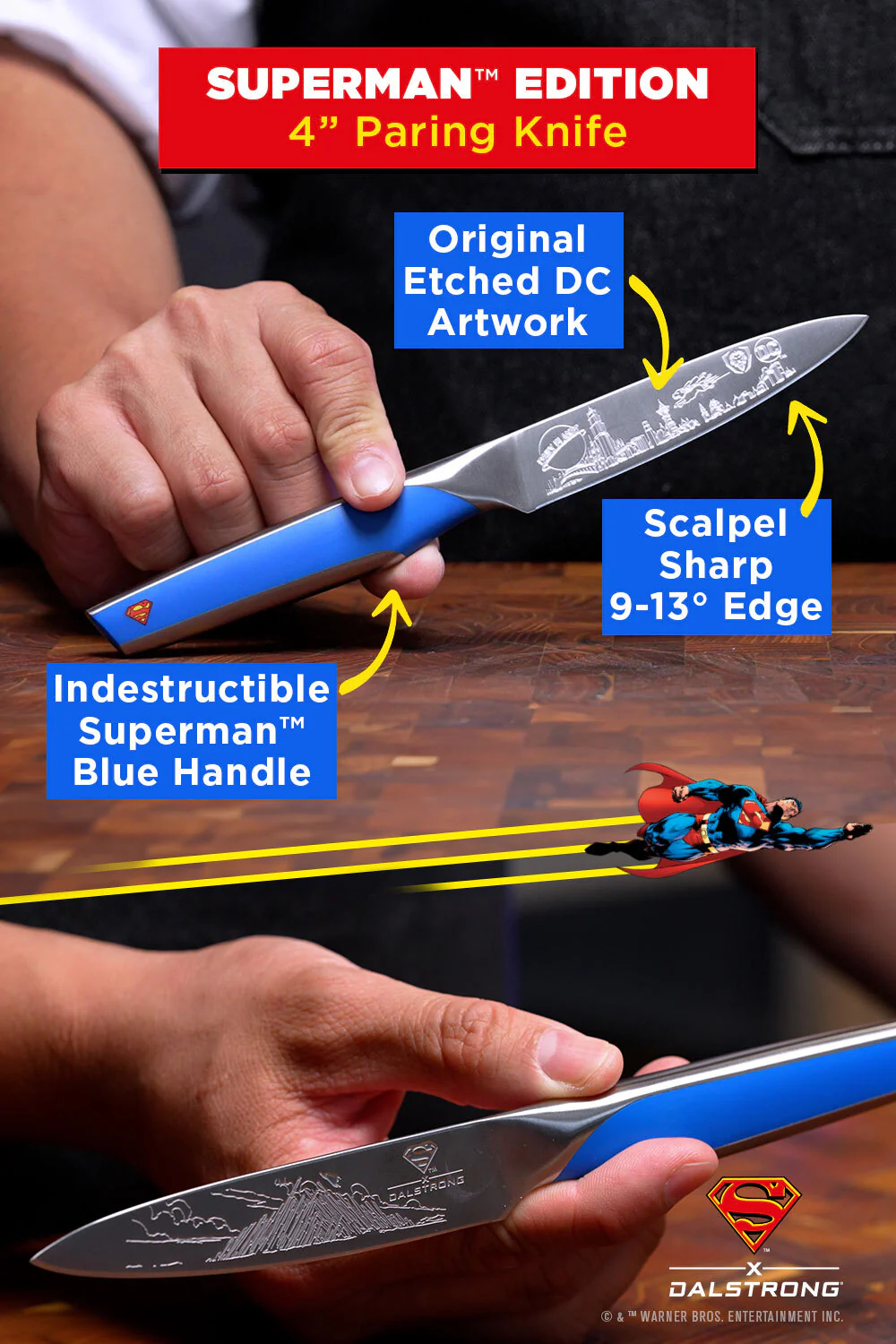 2 Piece Set | 8" Chef's Knife & 3.75" Paring Knife | SUPERMAN™ Edition | Dalstrong © - Image 12