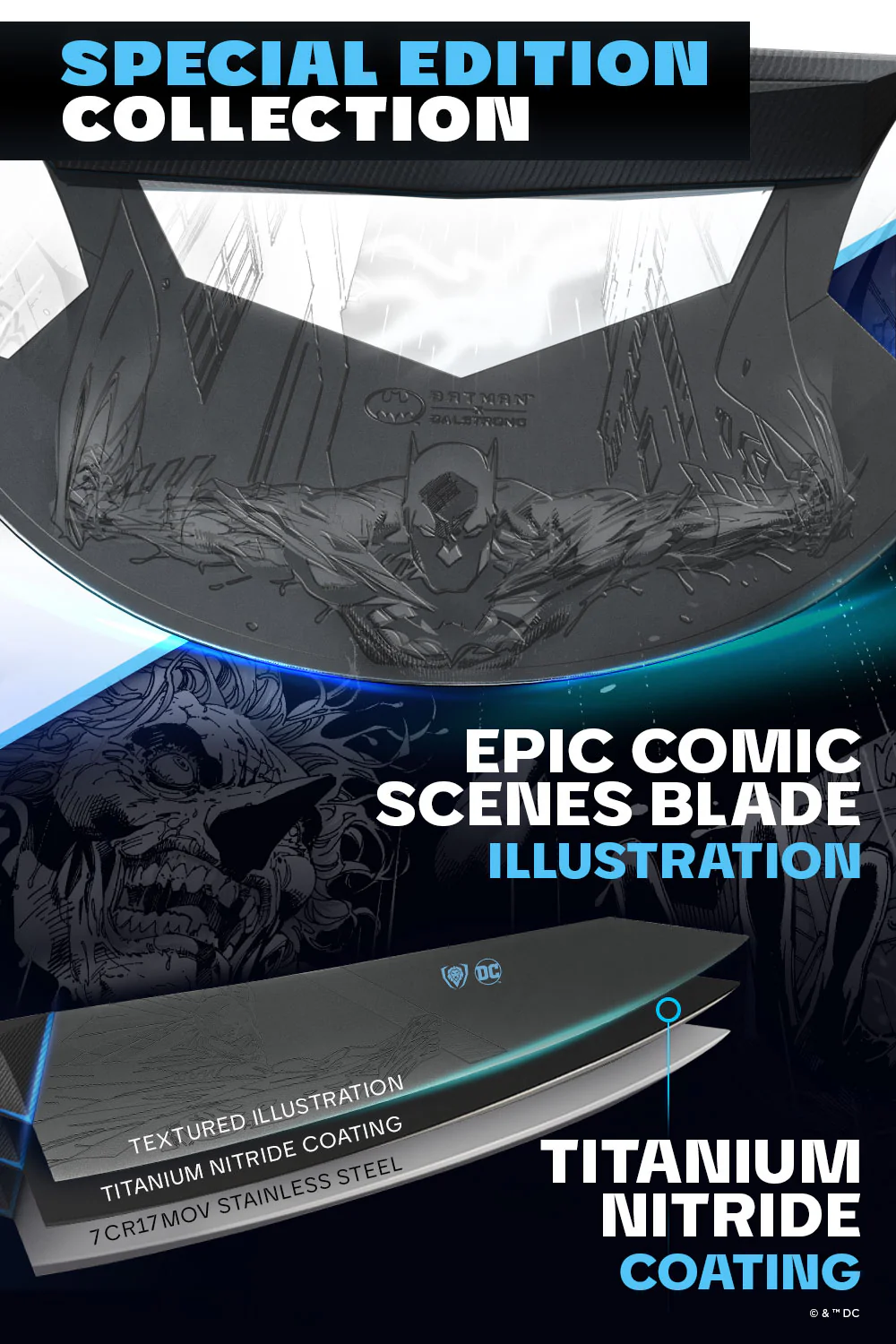 Ulu Knife 7" | BATMAN™ Edition | Shadow Black | Dalstrong © - Image 3