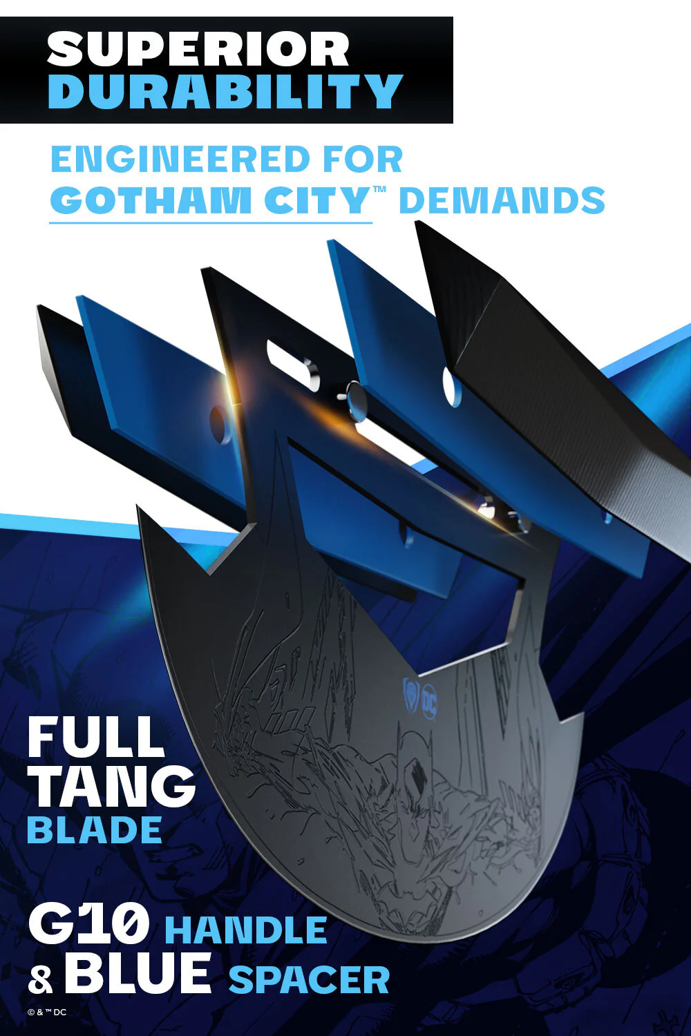 Ulu Knife 7" | BATMAN™ Edition | Shadow Black | Dalstrong © - Image 4