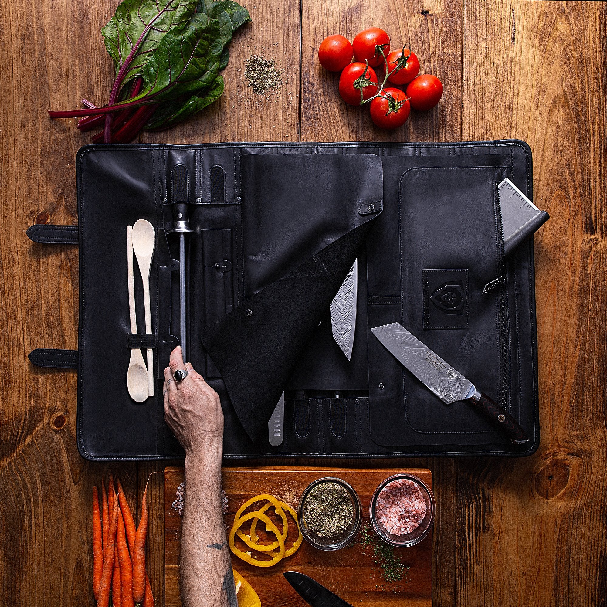 Midnight Black | Full Grain Leather | Vagabond Knife Roll | Dalstrong © - Image 5