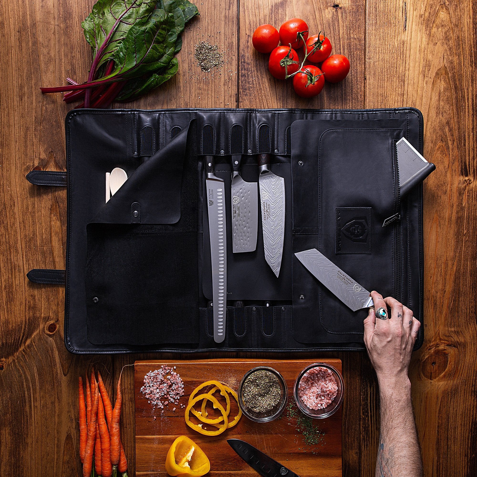 Midnight Black | Full Grain Leather | Vagabond Knife Roll | Dalstrong © - Image 6